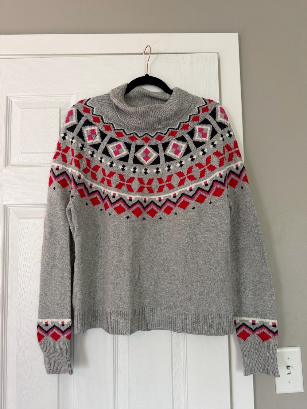 1901 Grey Fair Isle Turtleneck Mock Sweater
